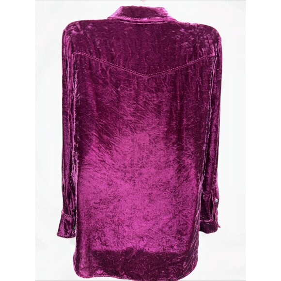 Sundance Cassity Velvet Shirt M Button Down Western Pearl Snap Silk Blend Rodeo - Picture 3 of 10